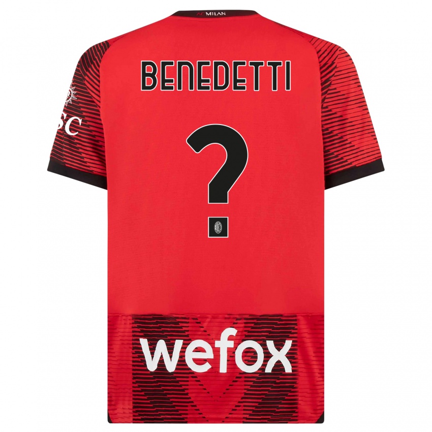 Niño Camiseta Emanuele Benedetti #0 Negro Rojo 1ª Equipación 2023/24 La Camisa Chile