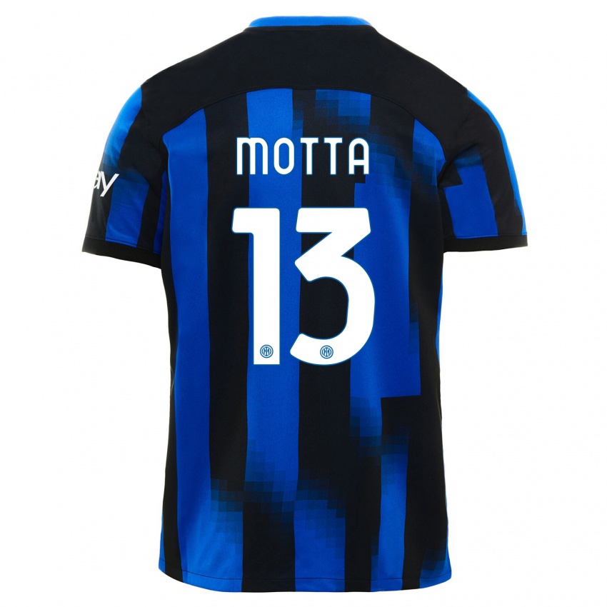 Niño Camiseta Matteo Motta #13 Azul Negro 1ª Equipación 2023/24 La Camisa Chile