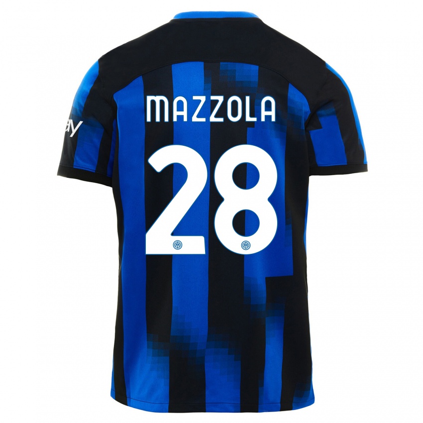 Niño Camiseta Giuseppe Mazzola #28 Azul Negro 1ª Equipación 2023/24 La Camisa Chile