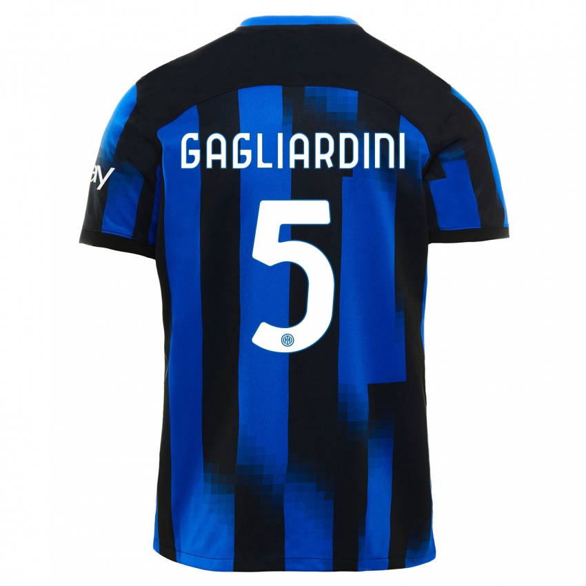 Niño Camiseta Roberto Gagliardini #5 Azul Negro 1ª Equipación 2023/24 La Camisa Chile