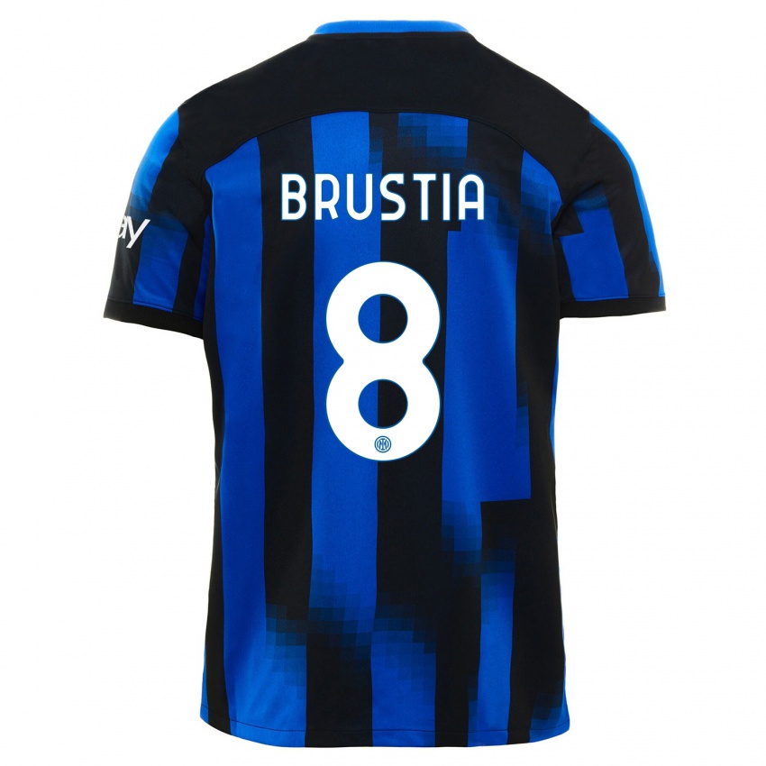 Niño Camiseta Martina Brustia #8 Azul Negro 1ª Equipación 2023/24 La Camisa Chile