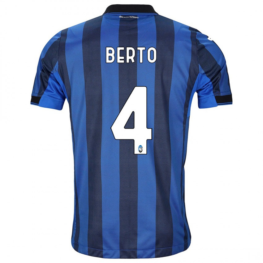 Niño Camiseta Gabriele Berto #4 Azul Negro 1ª Equipación 2023/24 La Camisa Chile