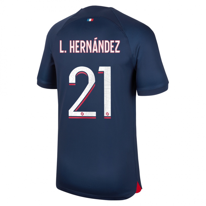Niño Camiseta Lucas Hernández #21 Azul Rojo 1ª Equipación 2023/24 La Camisa Chile