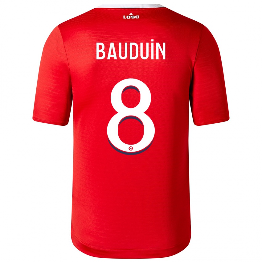 Niño Camiseta Justine Bauduin #8 Rojo 1ª Equipación 2023/24 La Camisa Chile