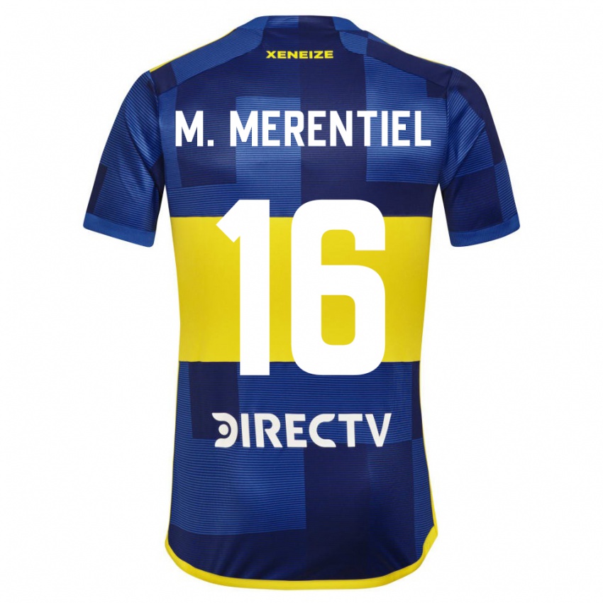 Niño Camiseta Miguel Merentiel #16 Azul Oscuro Amarillo 1ª Equipación 2023/24 La Camisa Chile