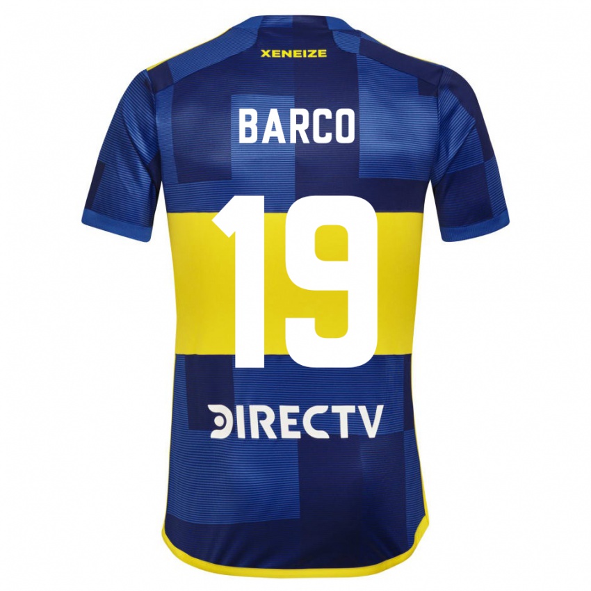 Niño Camiseta Valentin Barco #19 Azul Oscuro Amarillo 1ª Equipación 2023/24 La Camisa Chile