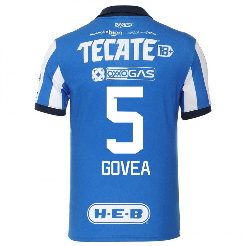 Niño Camiseta Omar Govea #5 Azul Blanco 1ª Equipación 2023/24 La Camisa Chile