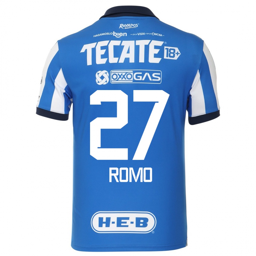 Niño Camiseta Luis Romo #27 Azul Blanco 1ª Equipación 2023/24 La Camisa Chile