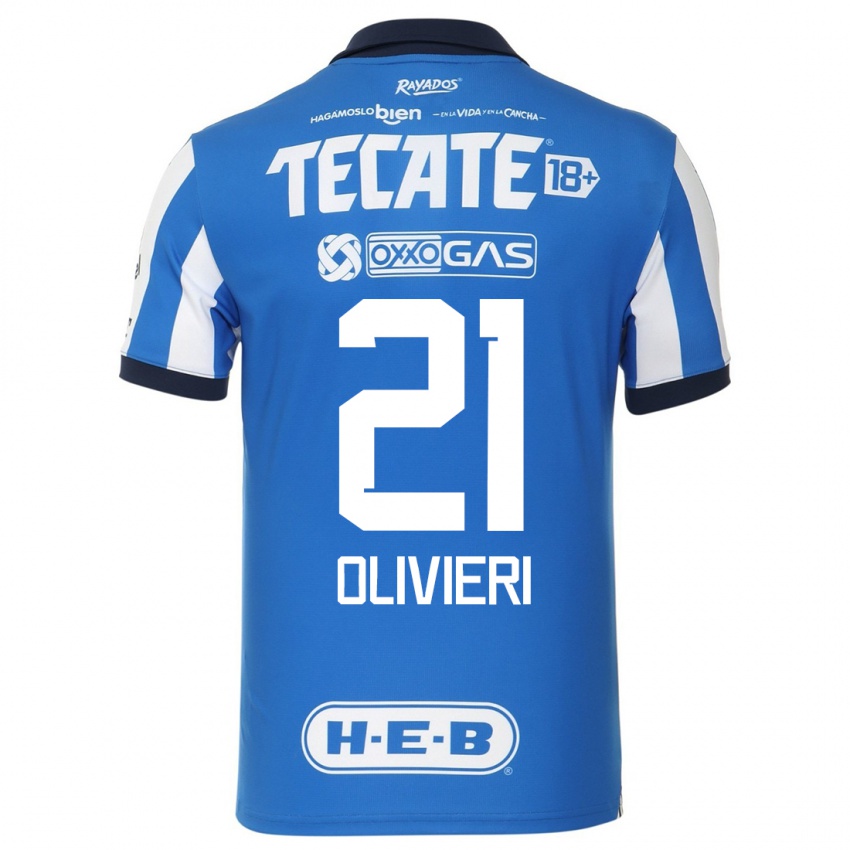 Niño Camiseta Barbara Olivieri #21 Azul Blanco 1ª Equipación 2023/24 La Camisa Chile