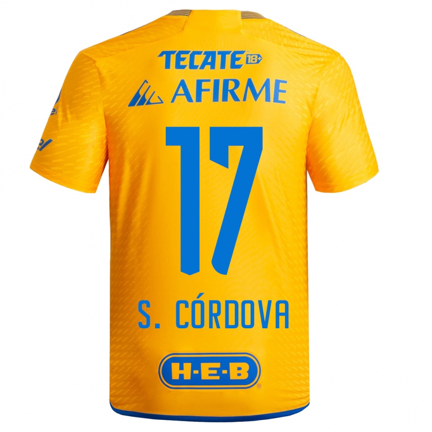 Niño Camiseta Sebastian Cordova #17 Amarillo 1ª Equipación 2023/24 La Camisa Chile
