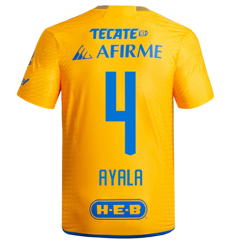 Niño Camiseta Hugo Ayala #4 Amarillo 1ª Equipación 2023/24 La Camisa Chile