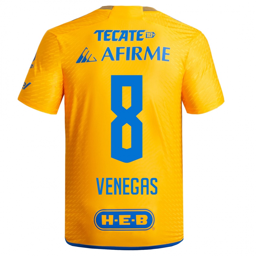 Niño Camiseta Francisco Venegas #8 Amarillo 1ª Equipación 2023/24 La Camisa Chile