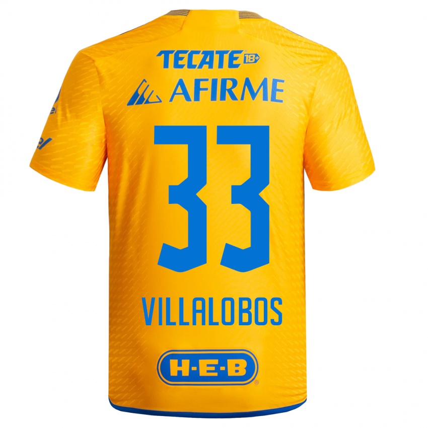 Niño Camiseta Vania Villalobos #33 Amarillo 1ª Equipación 2023/24 La Camisa Chile