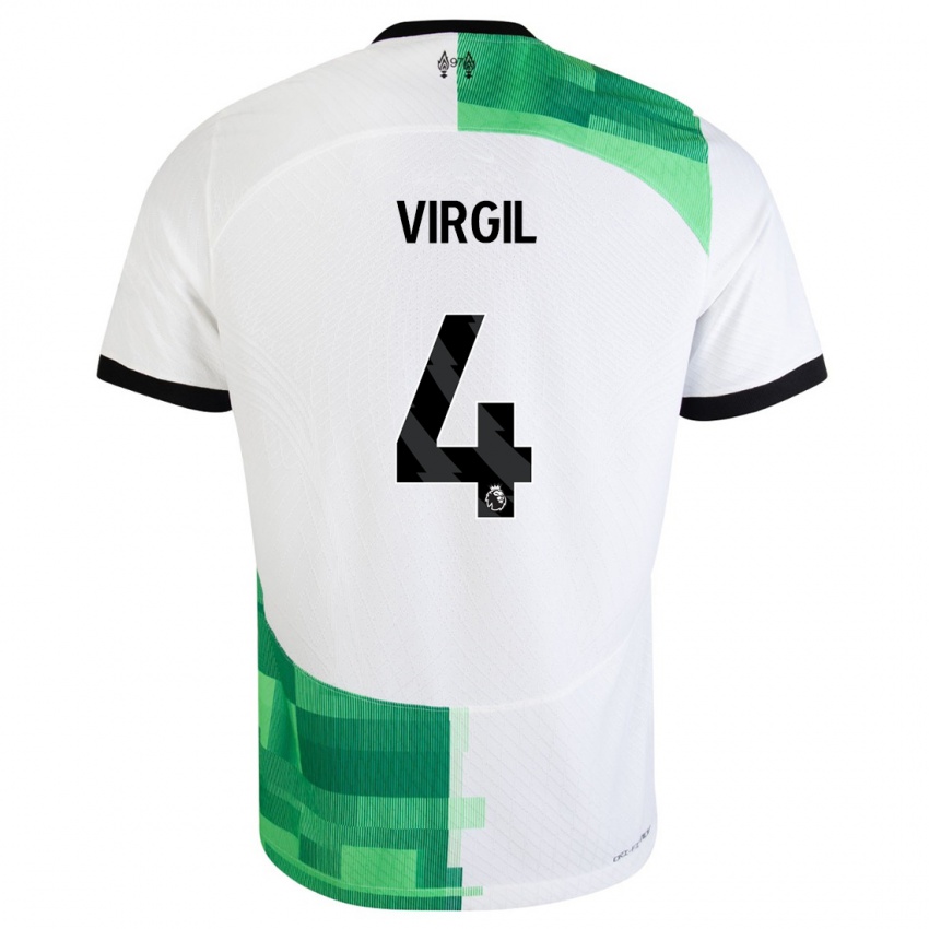 Niño Camiseta Virgil Van Dijk #4 Blanco Verde 2ª Equipación 2023/24 La Camisa Chile