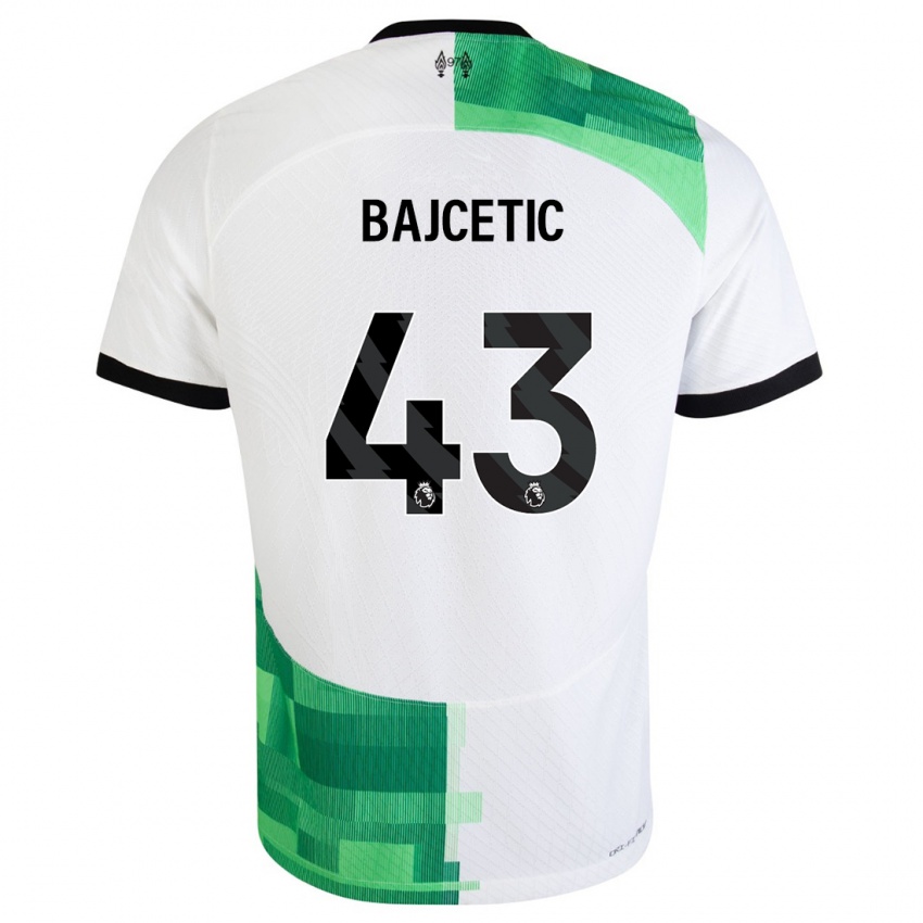 Niño Camiseta Stefan Bajcetic #43 Blanco Verde 2ª Equipación 2023/24 La Camisa Chile