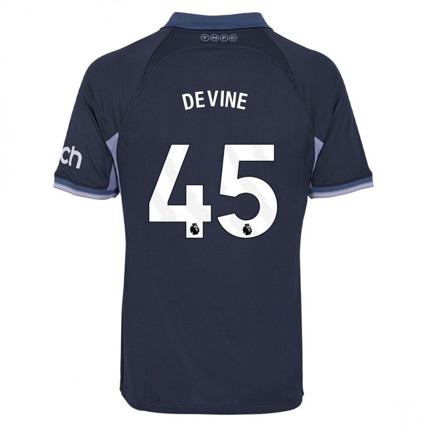 Niño Camiseta Alfie Devine #45 Azul Oscuro 2ª Equipación 2023/24 La Camisa Chile