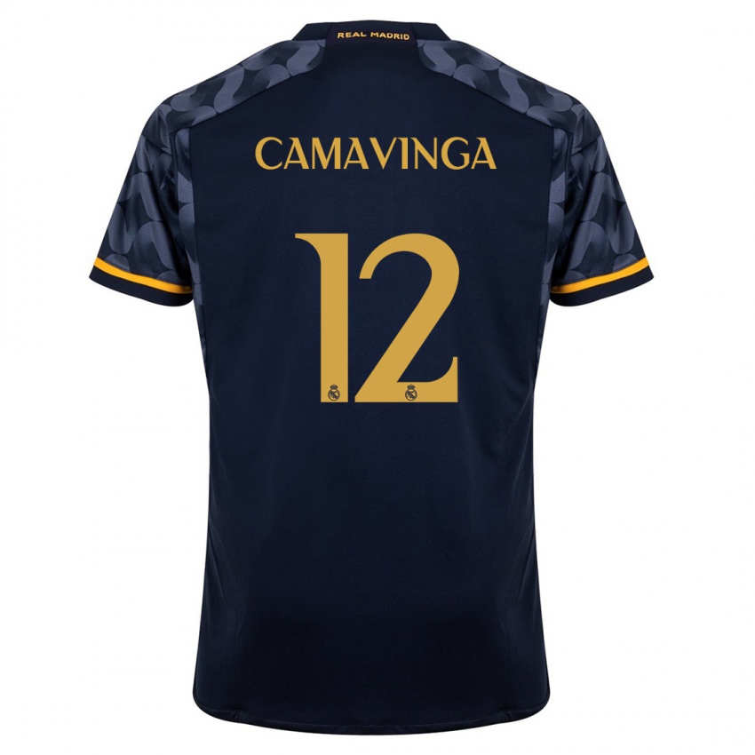Niño Camiseta Eduardo Camavinga #12 Azul Oscuro 2ª Equipación 2023/24 La Camisa Chile
