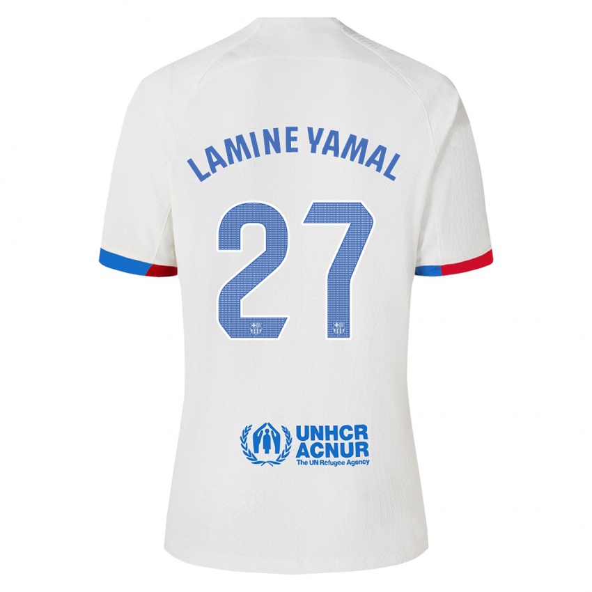 Niño Camiseta Lamine Yamal #27 Blanco 2ª Equipación 2023/24 La Camisa Chile