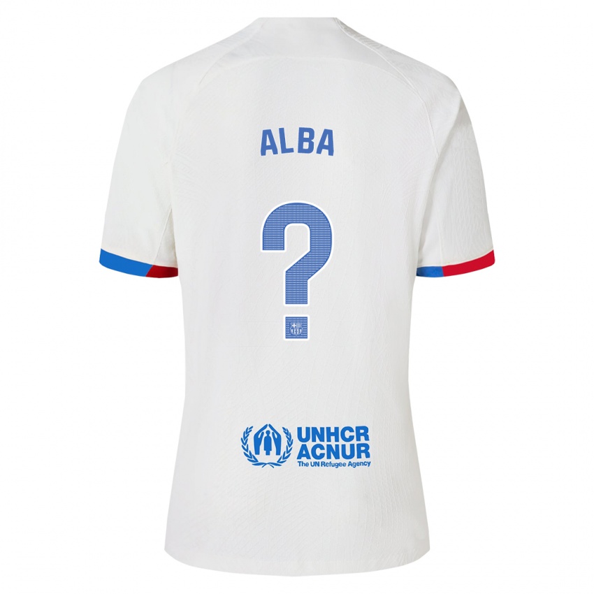 Niño Camiseta Javi Alba #0 Blanco 2ª Equipación 2023/24 La Camisa Chile