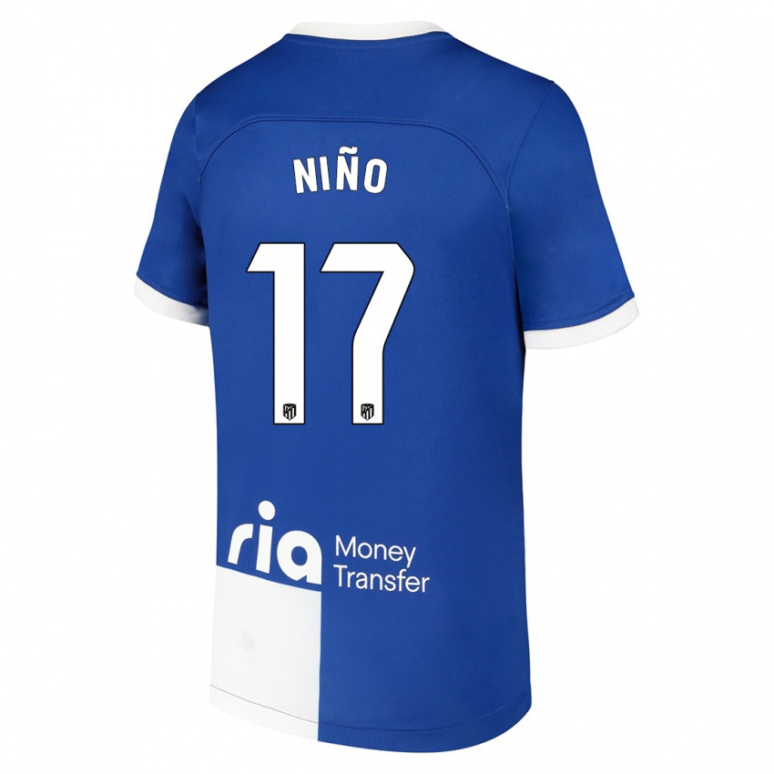 Niño Camiseta Adrián Niño #17 Azul Blanco 2ª Equipación 2023/24 La Camisa Chile