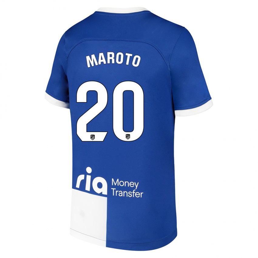 Niño Camiseta Mario Maroto #20 Azul Blanco 2ª Equipación 2023/24 La Camisa Chile