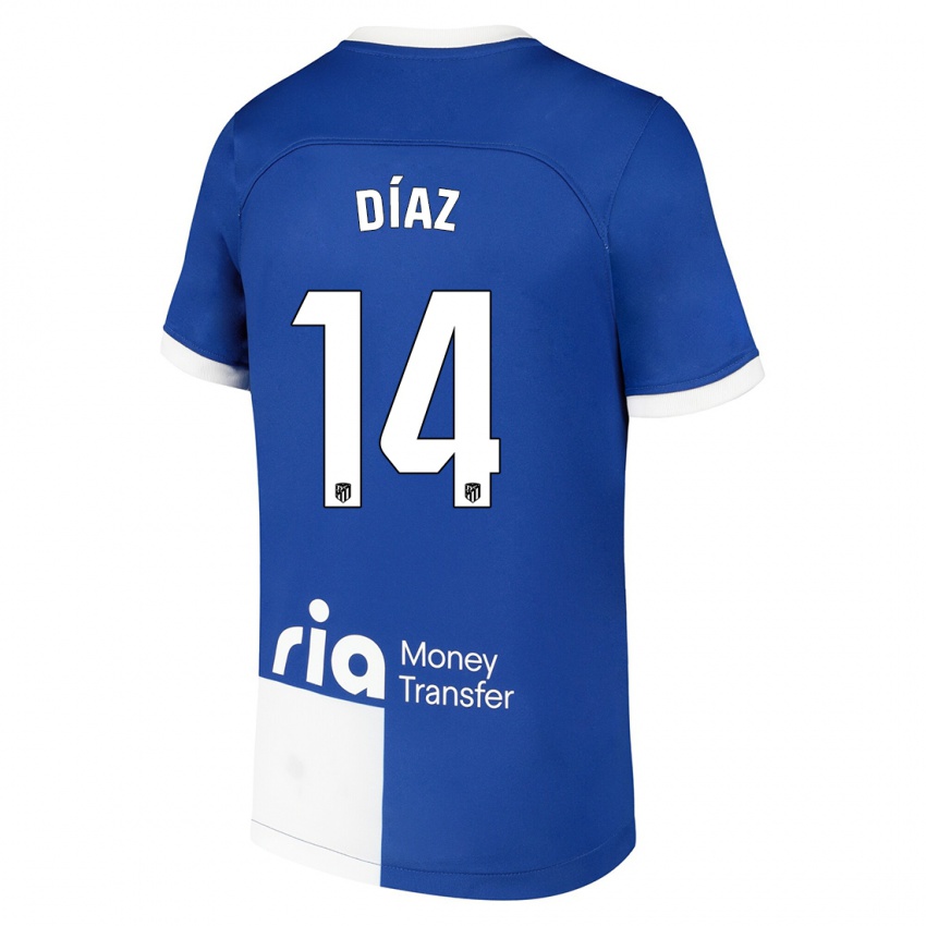 Niño Camiseta Javier Díaz #14 Azul Blanco 2ª Equipación 2023/24 La Camisa Chile