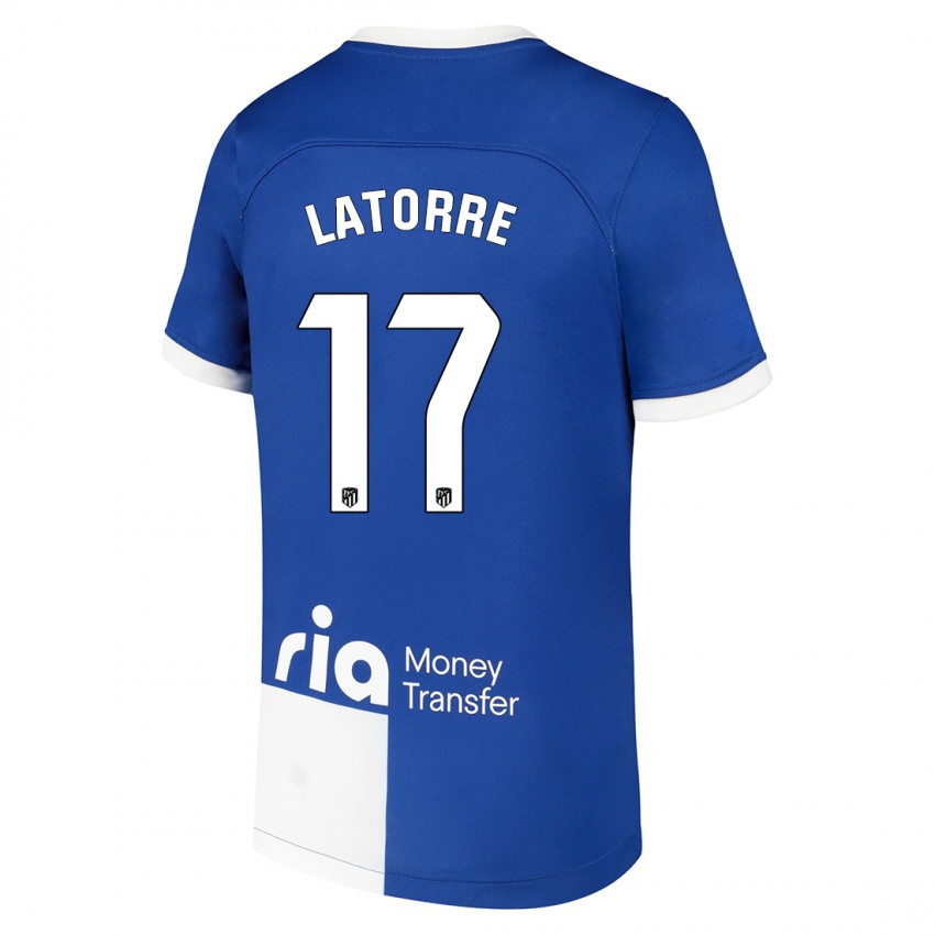 Niño Camiseta Barbara Latorre #17 Azul Blanco 2ª Equipación 2023/24 La Camisa Chile