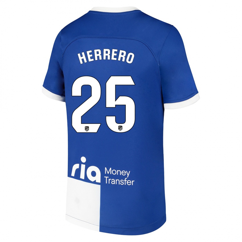 Niño Camiseta Alex Herrero #25 Azul Blanco 2ª Equipación 2023/24 La Camisa Chile