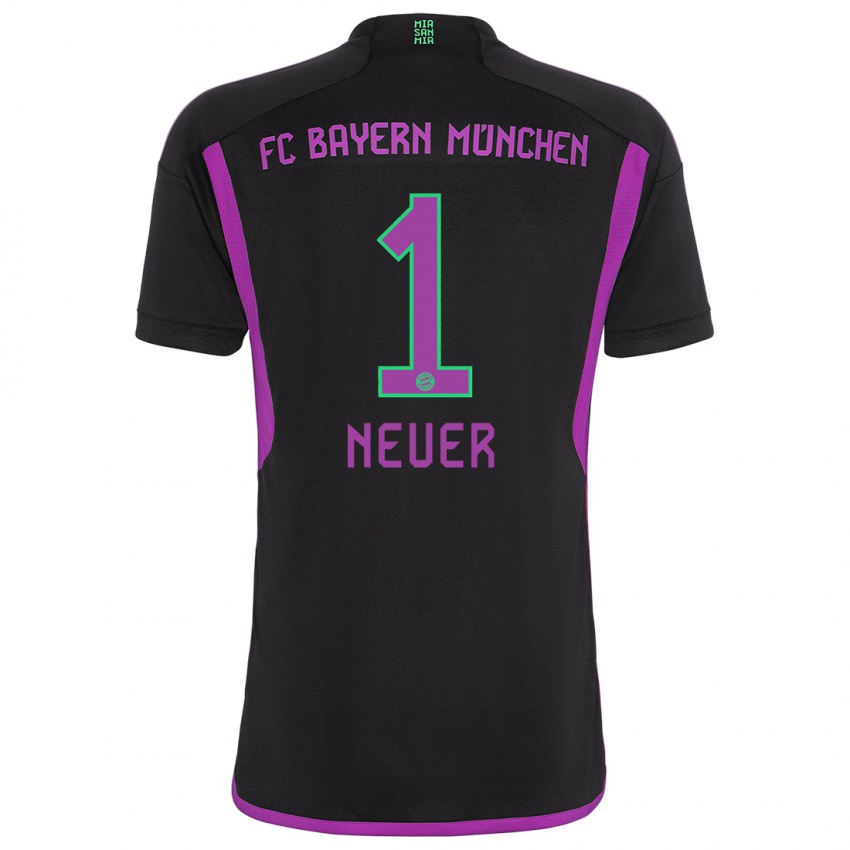 Niño Camiseta Manuel Neuer #1 Negro 2ª Equipación 2023/24 La Camisa Chile