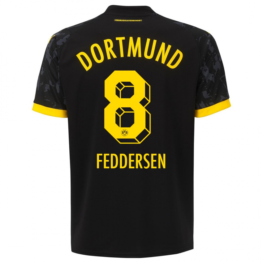 Niño Camiseta Jonas Feddersen #8 Negro 2ª Equipación 2023/24 La Camisa Chile