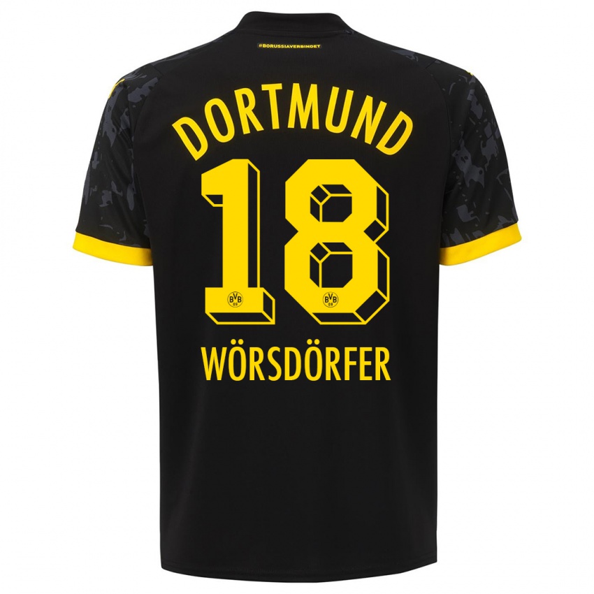 Niño Camiseta Len Wörsdörfer #18 Negro 2ª Equipación 2023/24 La Camisa Chile