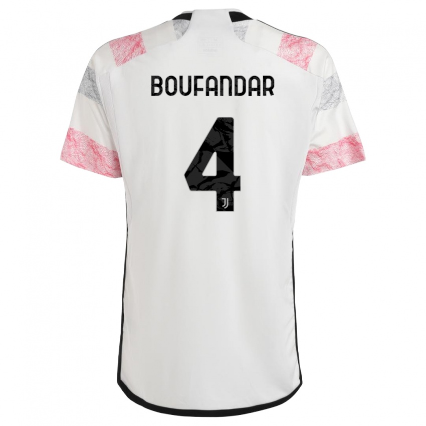Niño Camiseta Adam Boufandar #4 Blanco Rosa 2ª Equipación 2023/24 La Camisa Chile