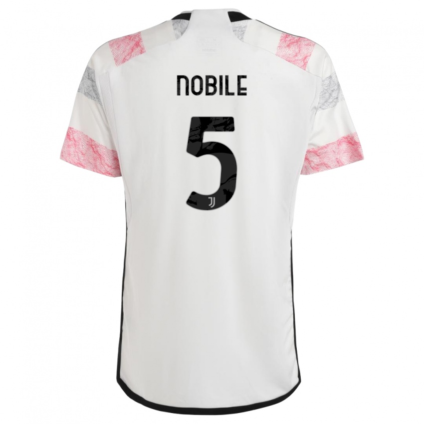 Niño Camiseta Riccardo Nobile #5 Blanco Rosa 2ª Equipación 2023/24 La Camisa Chile