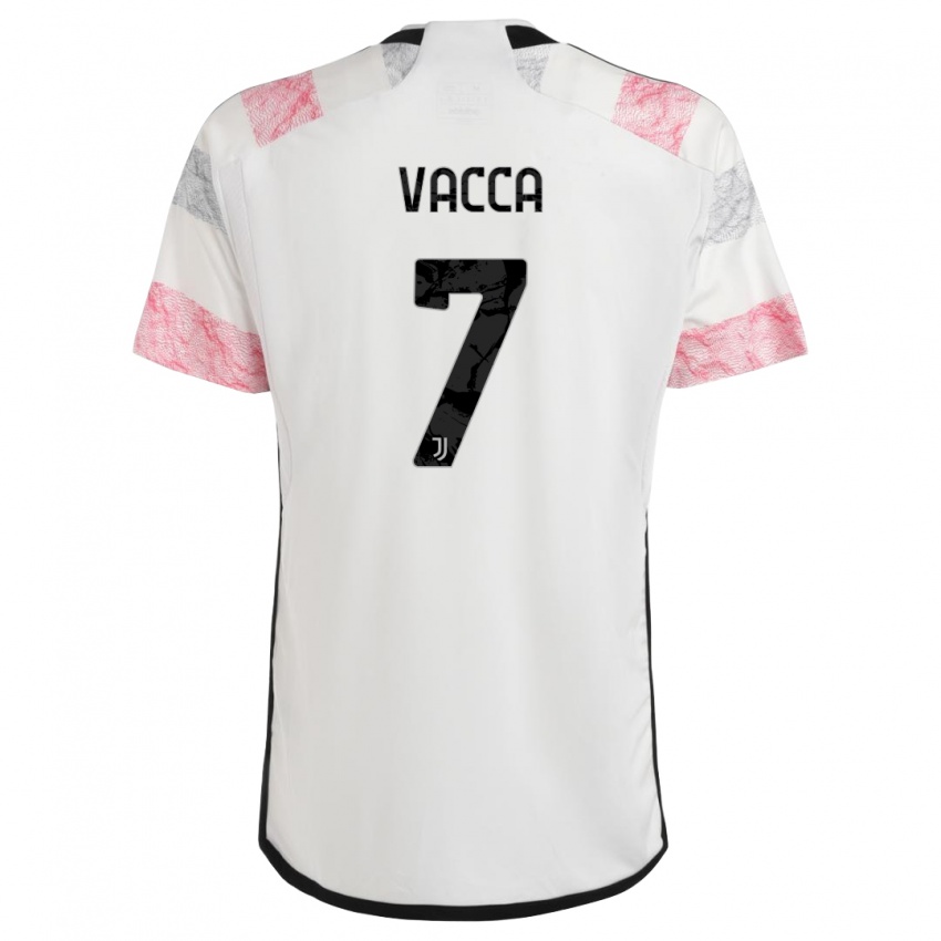 Niño Camiseta Alessio Vacca #7 Blanco Rosa 2ª Equipación 2023/24 La Camisa Chile