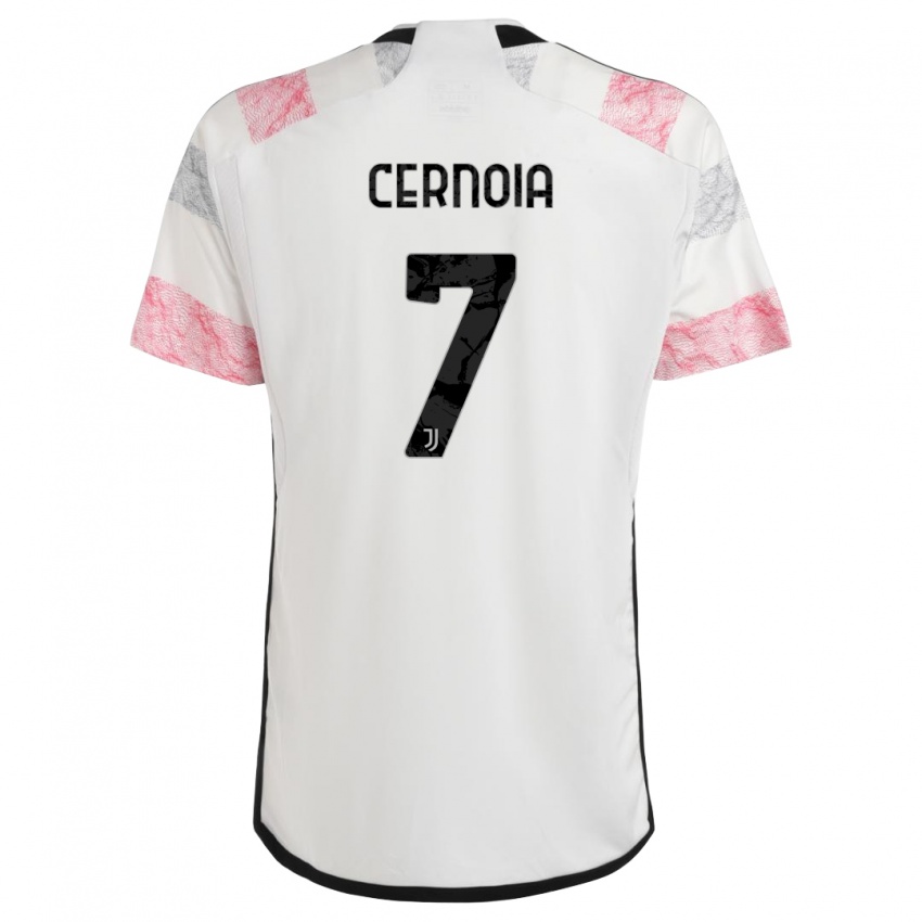 Niño Camiseta Valentina Cernoia #7 Blanco Rosa 2ª Equipación 2023/24 La Camisa Chile