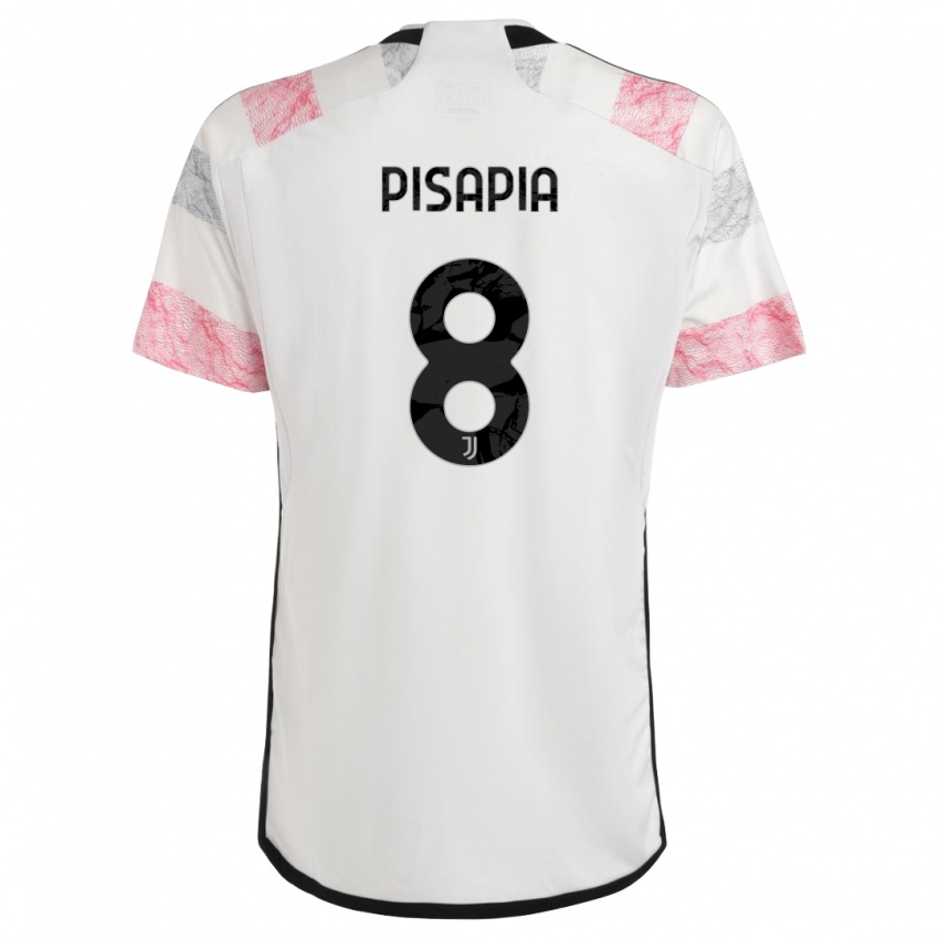 Niño Camiseta Luciano Pisapia #8 Blanco Rosa 2ª Equipación 2023/24 La Camisa Chile