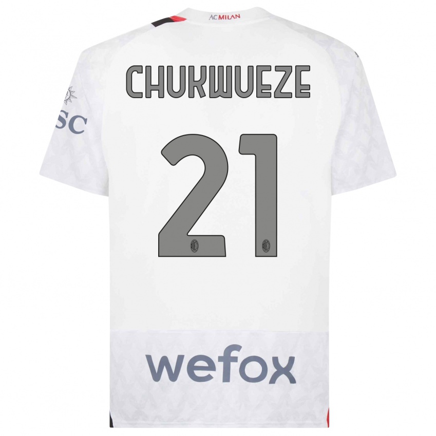 Niño Camiseta Samuel Chukwueze #21 Blanco 2ª Equipación 2023/24 La Camisa Chile