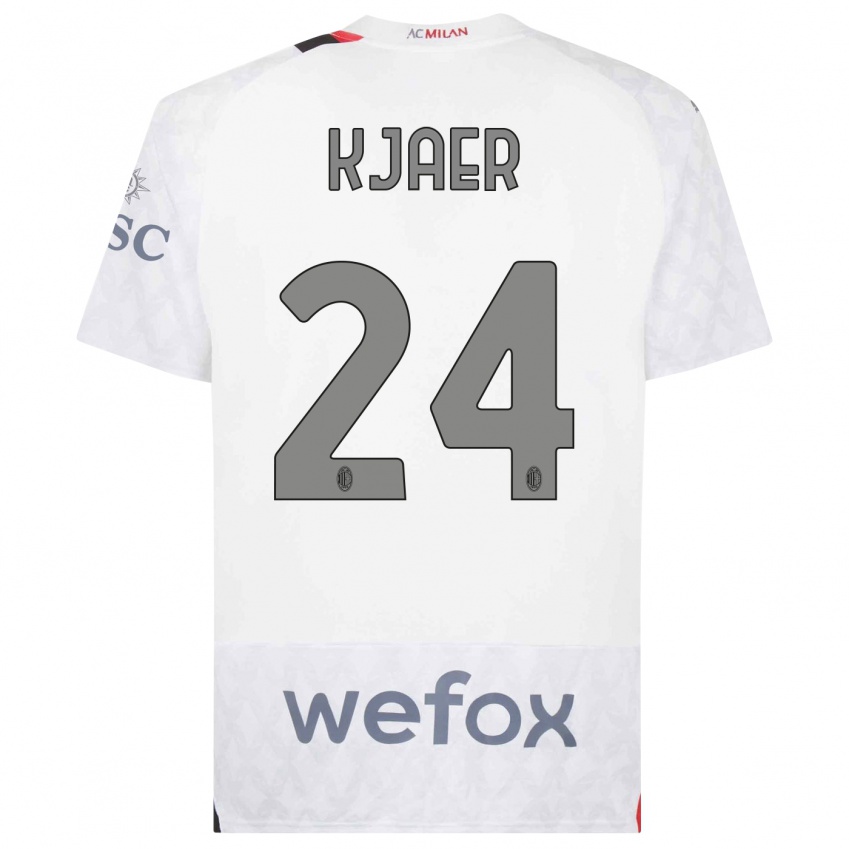 Niño Camiseta Simon Kjaer #24 Blanco 2ª Equipación 2023/24 La Camisa Chile