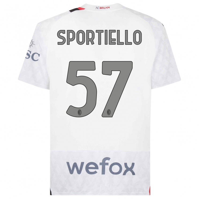 Niño Camiseta Marco Sportiello #57 Blanco 2ª Equipación 2023/24 La Camisa Chile