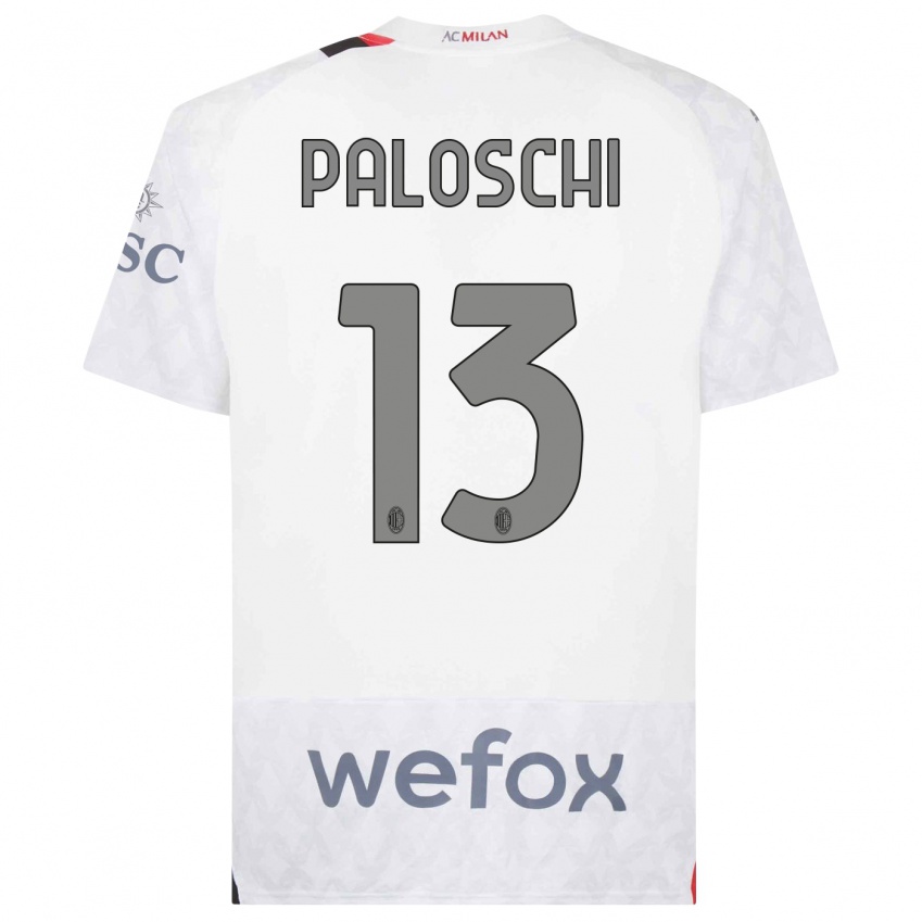 Niño Camiseta Dorian Paloschi #13 Blanco 2ª Equipación 2023/24 La Camisa Chile