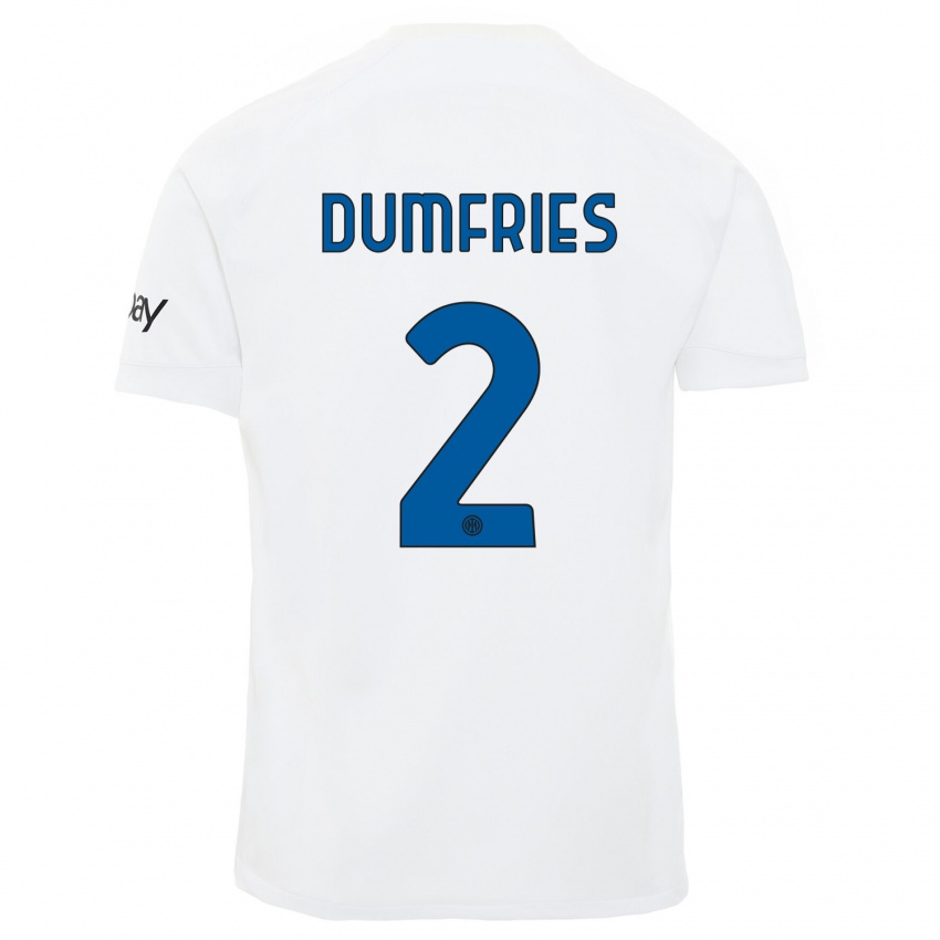 Niño Camiseta Denzel Dumfries #2 Blanco 2ª Equipación 2023/24 La Camisa Chile