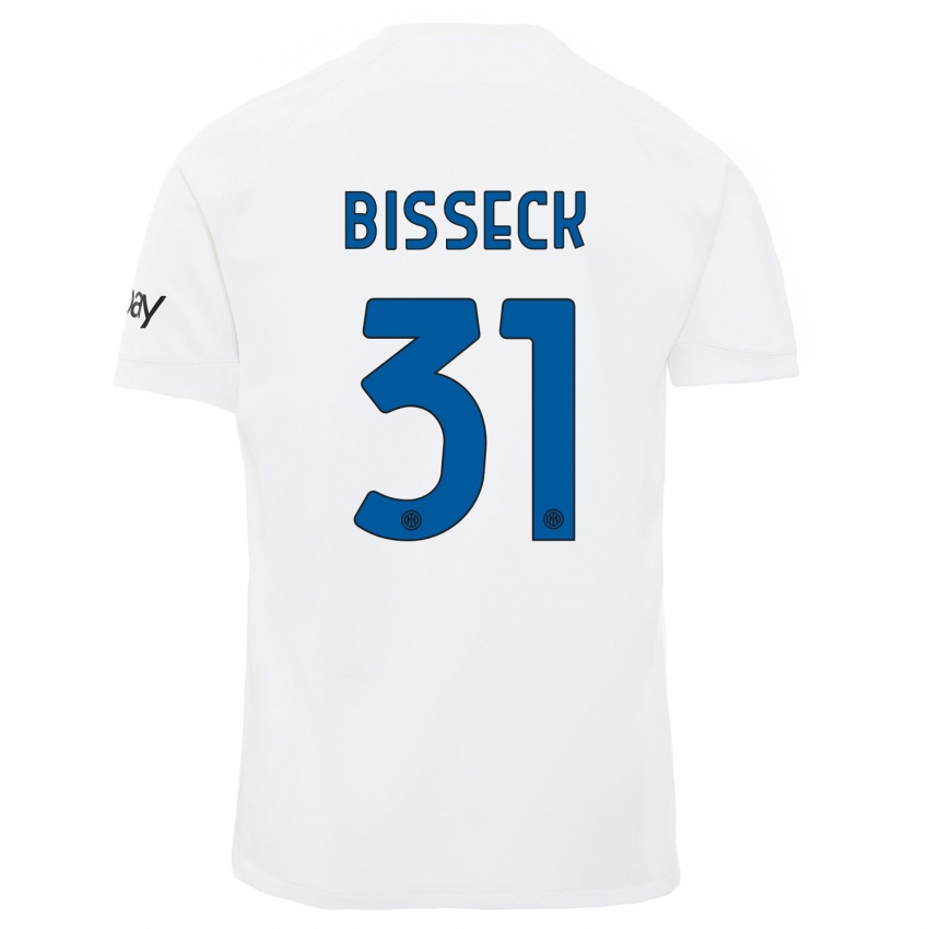 Niño Camiseta Yann Bisseck #31 Blanco 2ª Equipación 2023/24 La Camisa Chile