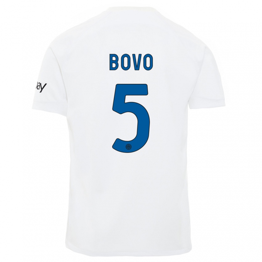 Niño Camiseta Leonardo Bovo #5 Blanco 2ª Equipación 2023/24 La Camisa Chile