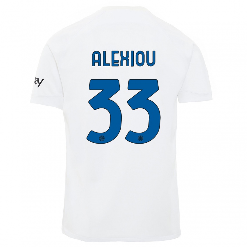 Niño Camiseta Christos Alexiou #33 Blanco 2ª Equipación 2023/24 La Camisa Chile