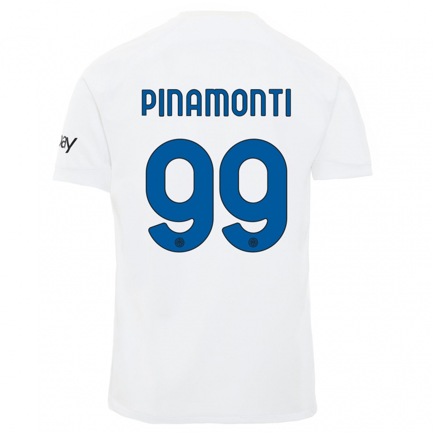 Niño Camiseta Andrea Pinamonti #99 Blanco 2ª Equipación 2023/24 La Camisa Chile