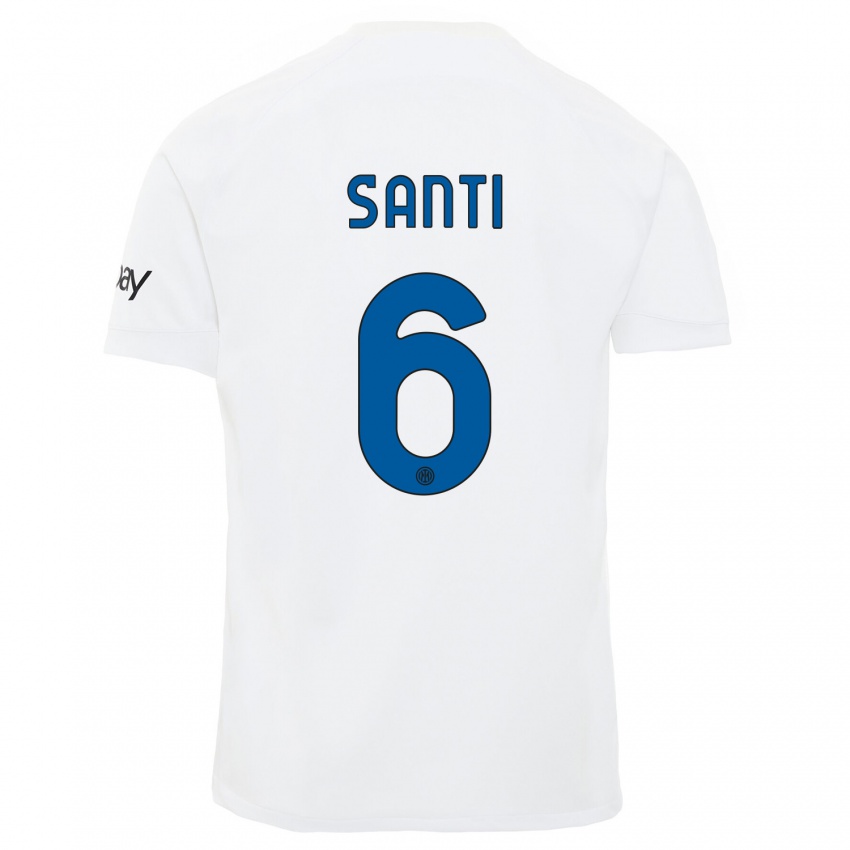 Niño Camiseta Irene Santi #6 Blanco 2ª Equipación 2023/24 La Camisa Chile