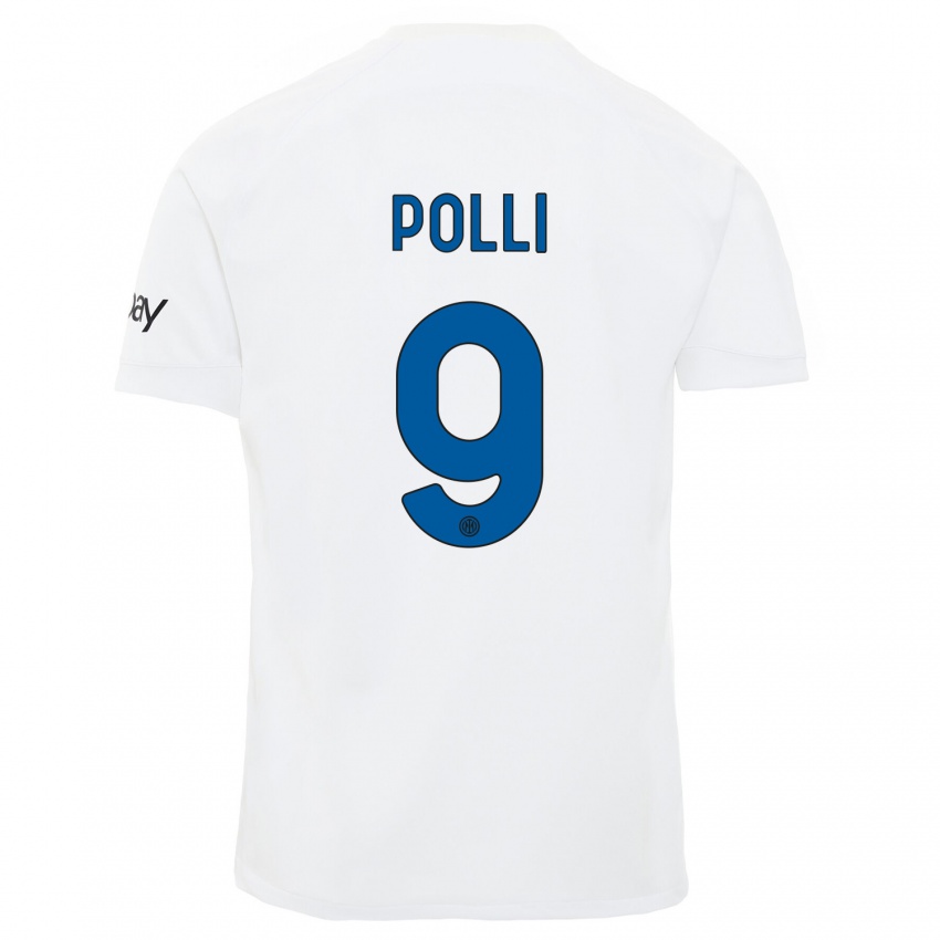 Niño Camiseta Elisa Polli #9 Blanco 2ª Equipación 2023/24 La Camisa Chile