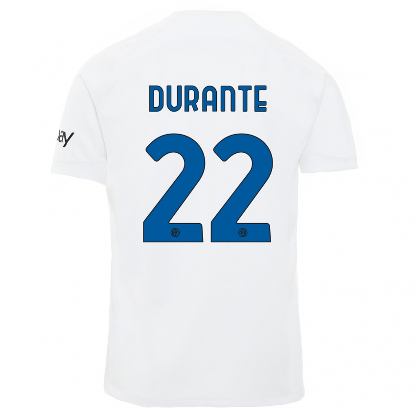 Niño Camiseta Francesca Durante #22 Blanco 2ª Equipación 2023/24 La Camisa Chile