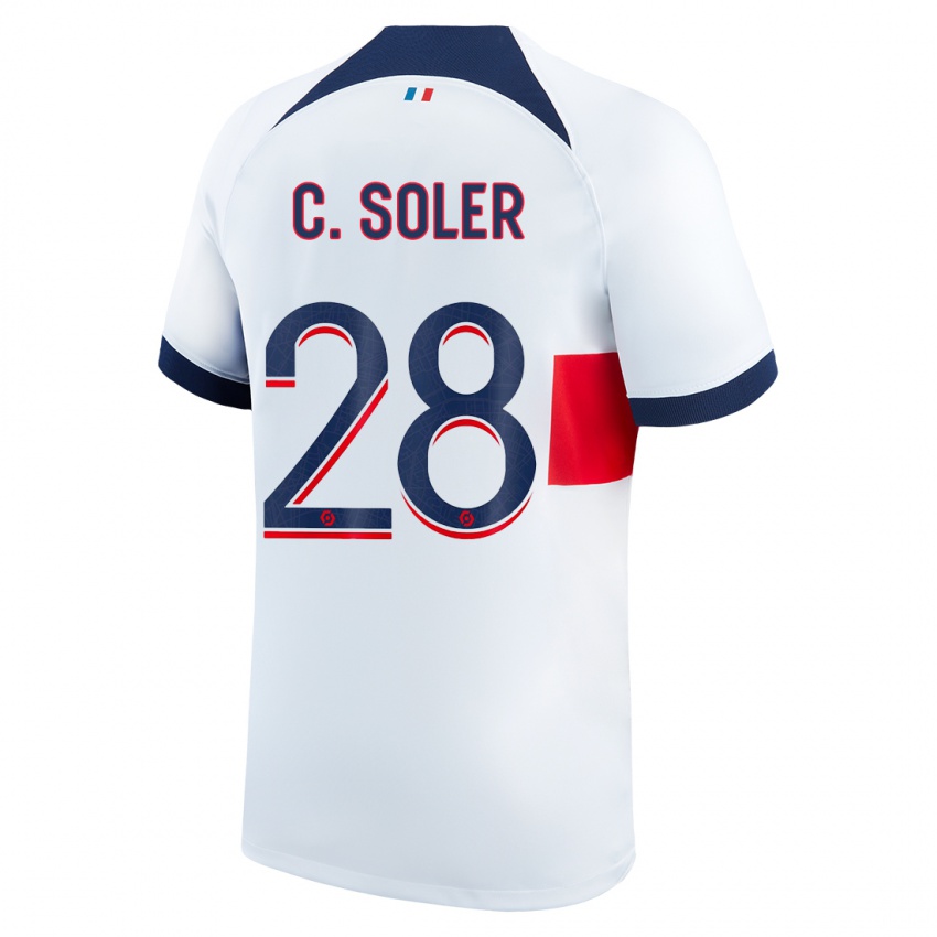 Niño Camiseta Carlos Soler #28 Blanco 2ª Equipación 2023/24 La Camisa Chile