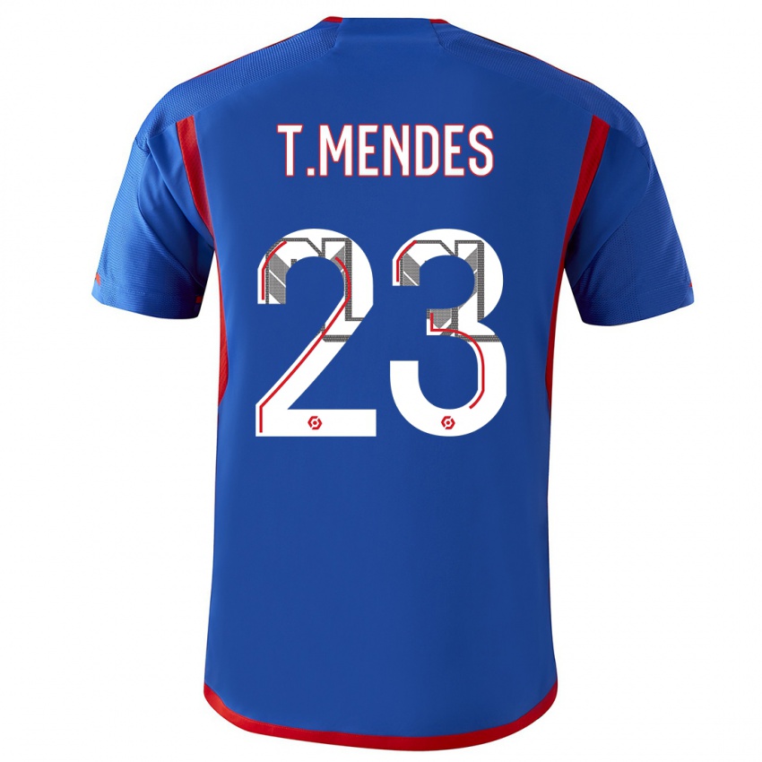 Niño Camiseta Thiago Mendes #23 Azul Rojo 2ª Equipación 2023/24 La Camisa Chile